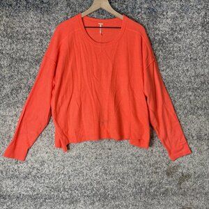 Free People Sweater Womens Small Orange Boho Pullover Lightweight Casual Relaxed